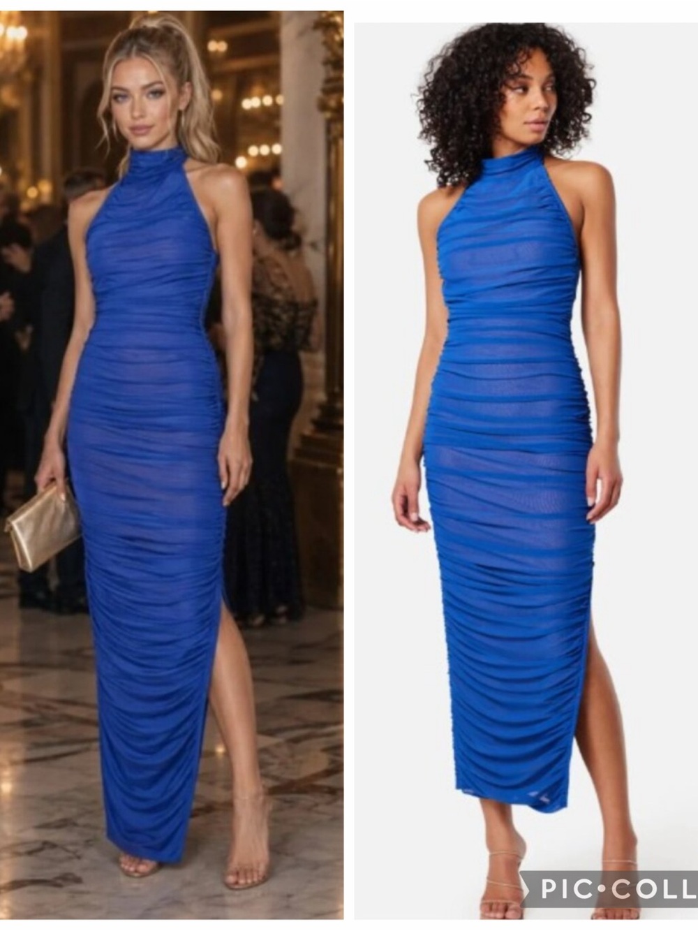 NWT ELLIATT Istanbul Cobalt Blue Ruched Midi Dress size small